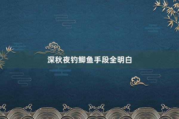 深秋夜钓鲫鱼手段全明白